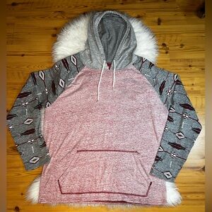 Carbon Men’s XL Patchwork Aztec Western Lightweight Hoodie